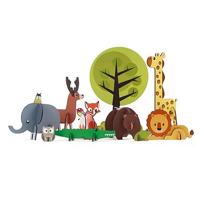 Quebra Cabeça 3d Animais Savana Zoologico Criativo Educativo