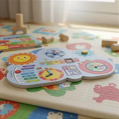 Brinquedo Calendário Infantil Animado Madeira Autismo Educativo