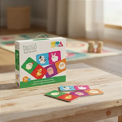 Super Domino Animais Fazenda Jogo Madeira Educativo Familia