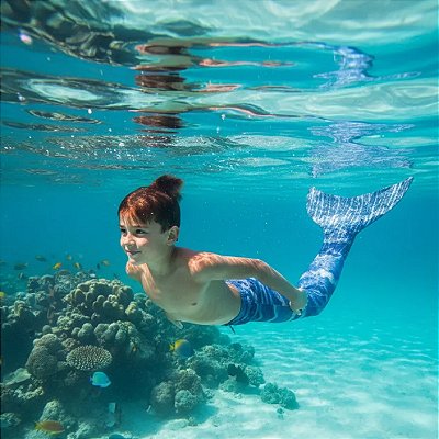 Cauda Tritão Super Conforto Menino Peixe Calda Sereia Rafa