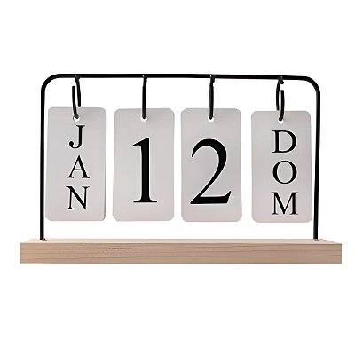Calendário Permanente De Mesa Madeira decoração Home Ofice