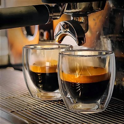 Kit 2 Copos Vidro Parede Dupla 250ml Transparente