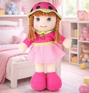 Boneca De Pano Baby Fruit Morango Bebê Criança Fofinha