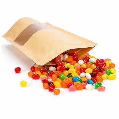 Embalagem 10x15cm Stand Up Pouch Kraft Zip Lock Visor C/50un