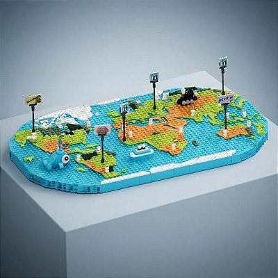 Bloco De Montar Mapa Do Mundo 684 Peças Educativo Infantil