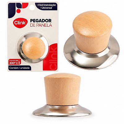 Pegador De Tampa Panela Madeira E Aço Inox Baquelite Puxador
