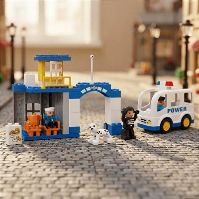 Blocos Grande De Montar Polícia 36pç Infantil Educativo