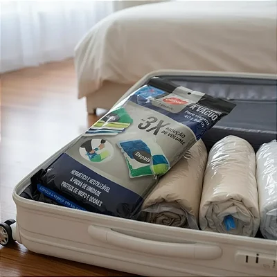 Saco A Vacuo Organizador Para Viagem Sem Aspirador 40x60cm