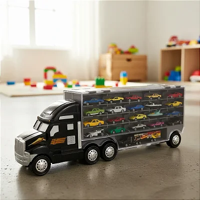 Super Carreta com 20 Carrinhos +1 Mini Carreta Menino Caminhão