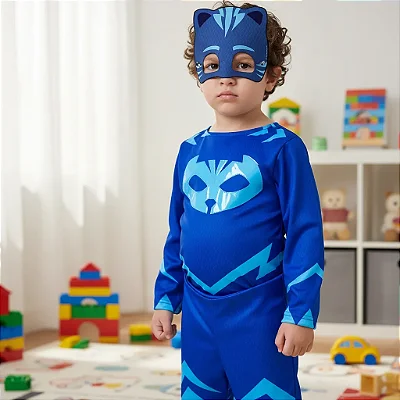 Fantasia PJ Masks Menino Gato Catboy Longa Luxo