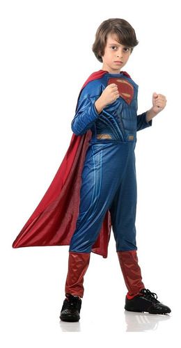 Fantasia Superman Infantil Super Homem Luxo Com Músculo Capa