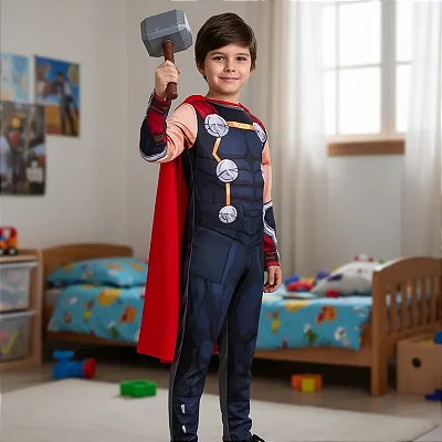 Fantasia Thor com Capa Martelo Infantil Original