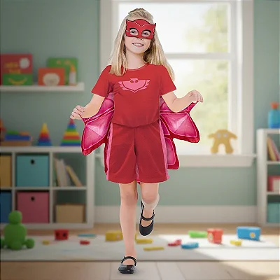 Fantasia PJ Masks Menina Corujita Owlette Curta