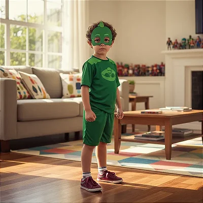 Fantasia Pj Masks Menino Lagartixo Gekko Curto Pjmasks