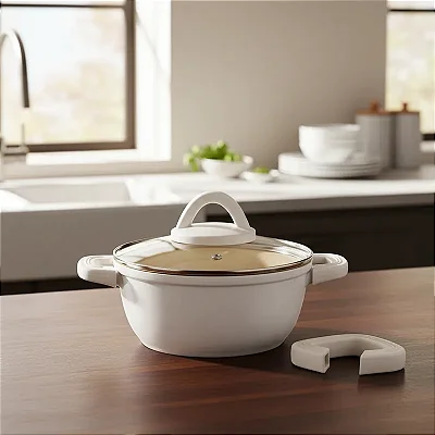 Panela 20 Cm Caçarola C/ Revestimento Cerâmica Antiaderente