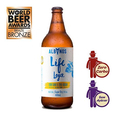 Cerveja Albanos Life Lager 600ml | Zero Carboidrato