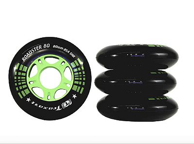 Traxart Rodas Roadster 80mm / Preto com cubo verde (4 unidades)