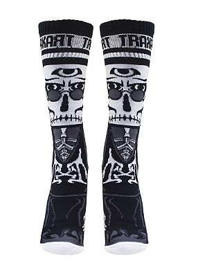 Traxart Meia Inline Desenhada Caveira Preta - DZ-076