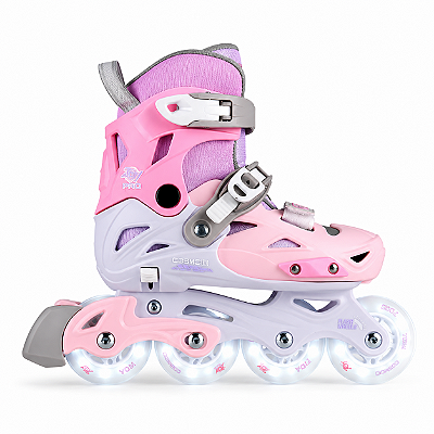 Patins Cosmo JOY PRO Infantil Ajustável - Rosa / roda de LED