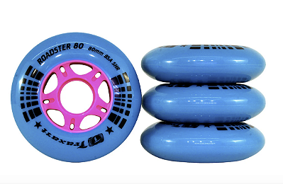 Traxart Rodas Roadster 80mm / Azul com cubo rosa (4 unidades)