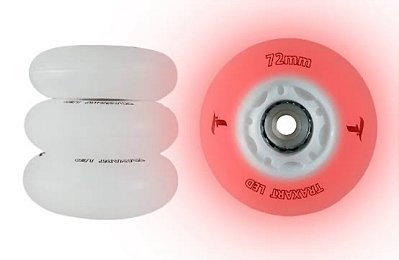Traxart  Rodas Branca com Led vermelho - 72mm (4 unidades)