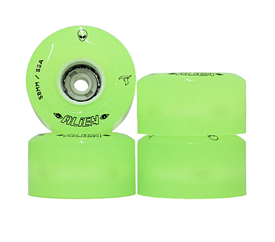 Rodas Quad Traxart LED Alien Verde 58x32mm 85A (4 rodas)