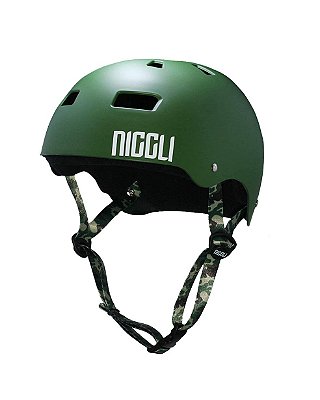 Capacete Niggli Pads Iron Profissional - Verde Fosco Fita camuflada