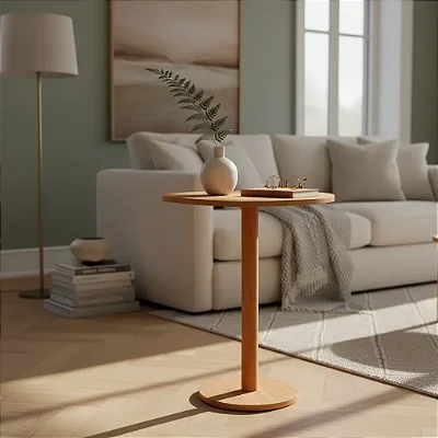 Mesa Lateral Monopé Design Orgânico 51cm - Mel