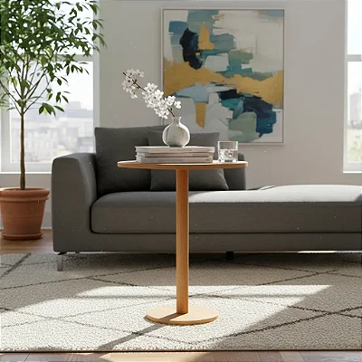 Mesa Lateral Monopé Design Orgânico 41cm - Mel