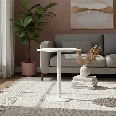 Mesa Lateral Monopé Madeira Design Orgânico 31cm - Branca