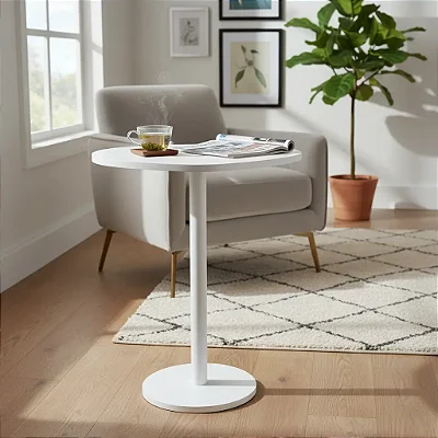 Mesa Lateral Monopé Madeira Design Orgânico 41cm - Branca