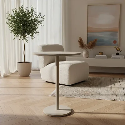Mesa Lateral Monopé Design Orgânico 31cm - Off White