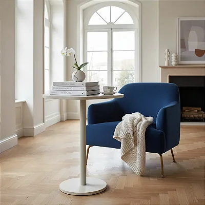 Mesa Lateral Monopé Design Orgânico 51cm - Off White