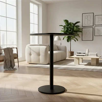 Mesa Lateral Monopé Design Orgânico 41cm - Preta