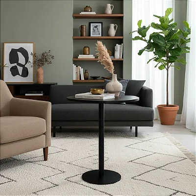 Mesa Monopé Orgânica De Madeira Canto Cama Alt. 55cm - Preta