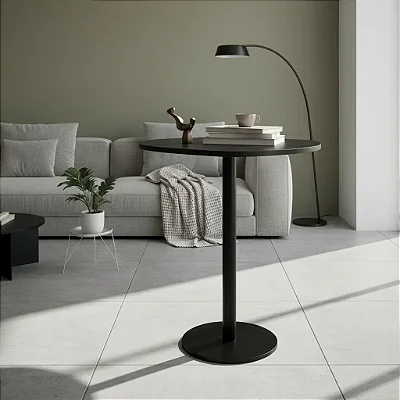 Mesa Monopé Orgânica De Madeira Canto Cama Alt. 65cm - Preta
