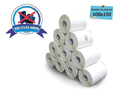 Pack 10 Etiqueta 100x150mm Impressora Térmica Rolo com 200 un.