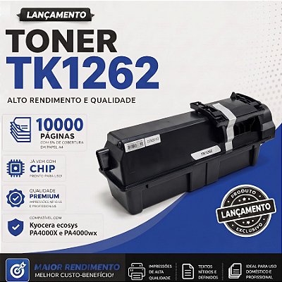 Toner TK-1262 Compatível com Kyocera TK1262 PA4000 10.000 pg