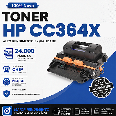Toner Compatível para uso em HP CC364X/CC390X (4014/M601/602/M4555F) 24K