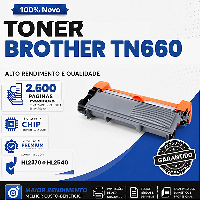 Toner Compatível com Brother TN660 2370 HL2540 2.600 Páginas