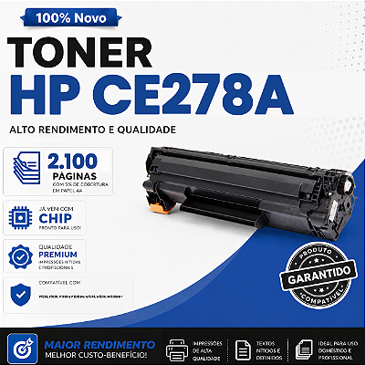 Toner compatível com HP CE278A 278 P1606 P1606N P1606DN M1530 M1536 M1536DNF 2,1K