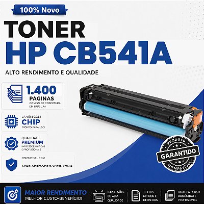 Toner Azul compatível com HP CC541 125A 128A CM1312 CP1215 CP1515 CM1415 1.4k
