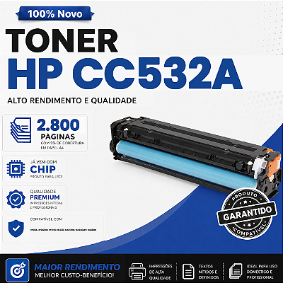 Toner Amarelo compatível com HP CC532 CLP2025 2320 2.8k