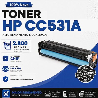 Toner Azul compatível com HP CC531 CLP2025 2320 2.8k