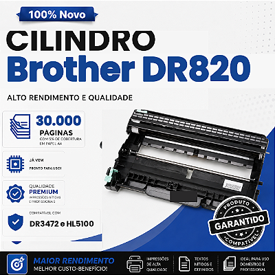Fotocondutor Cilindro Compatível com Brother DR3472 DR820 DR3480