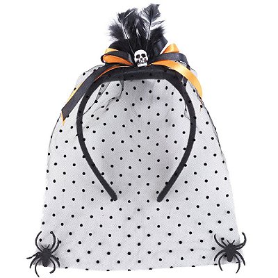 Tiara de Caveira com Tule Poá Preto