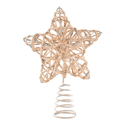 Ponteira de Árvore de Natal - Estrela de Natal em Rattan