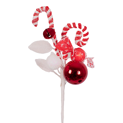 Pick de Natal CandyCane com Bala, Guizo e Bengalas de Natal