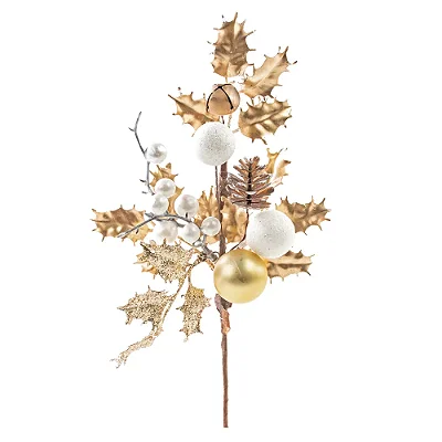 Pick de Natal com Pinhas e Azevinho Dourado