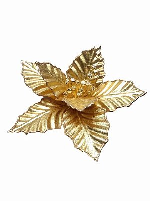 Flor de Natal - Poinsétia Decorativa Dourada